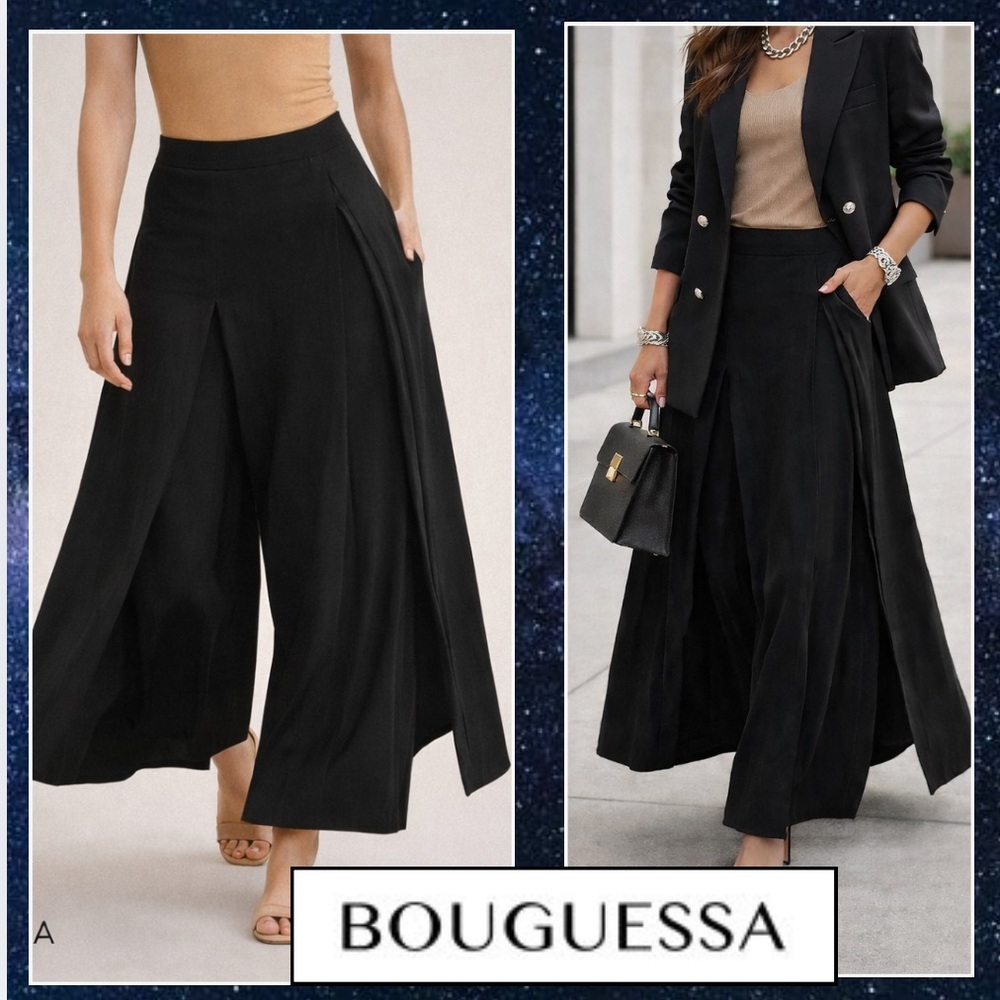Bouguessa,Architectural Tri-Panel Palazzo  Architectural Overlay, Black,Size M - Picture 3 of 10